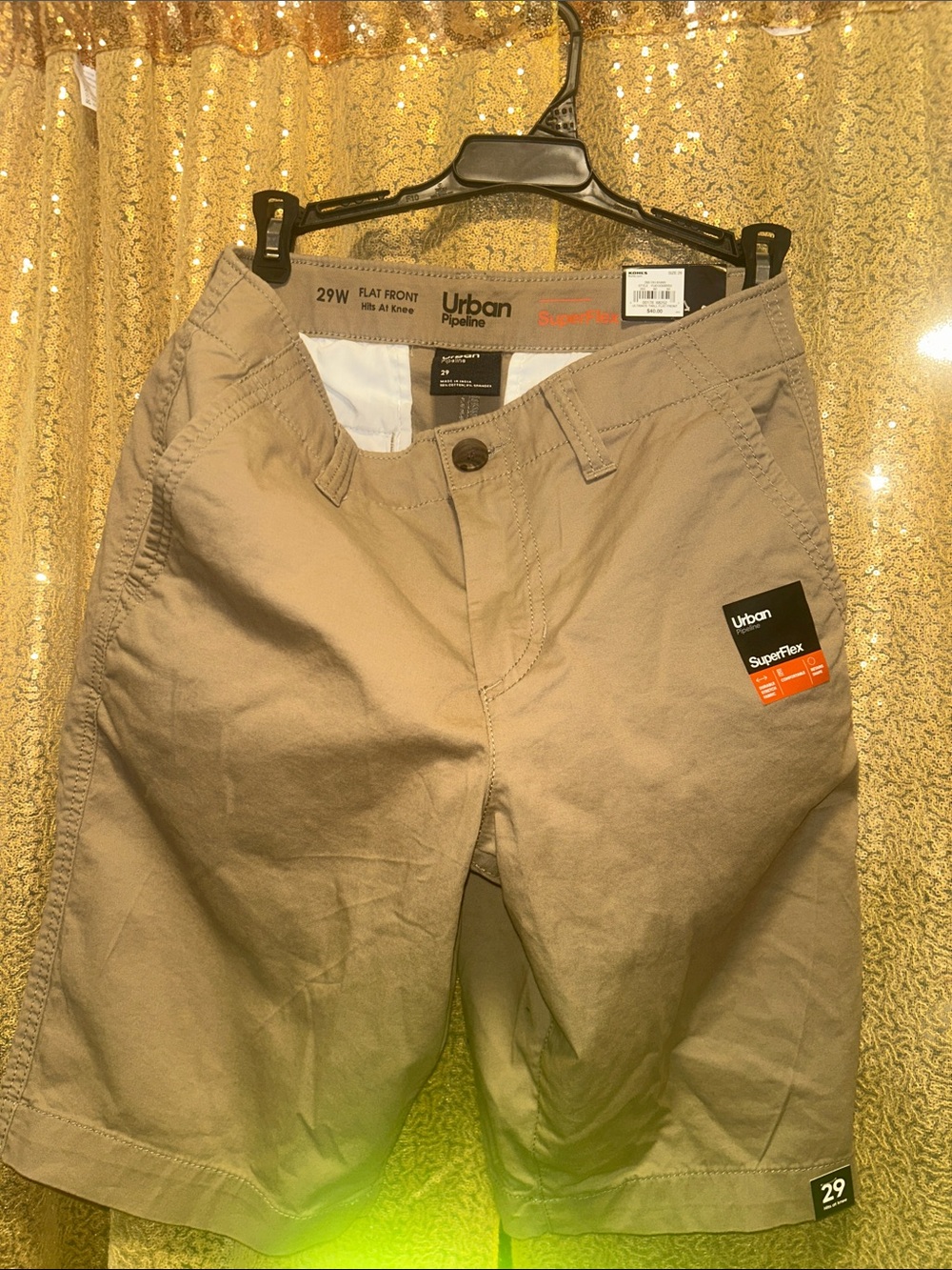 urban pipeline Tan Flat-Front Chino Shorts